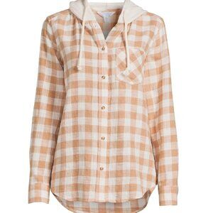 Button Down Hooded Flannel Shirt